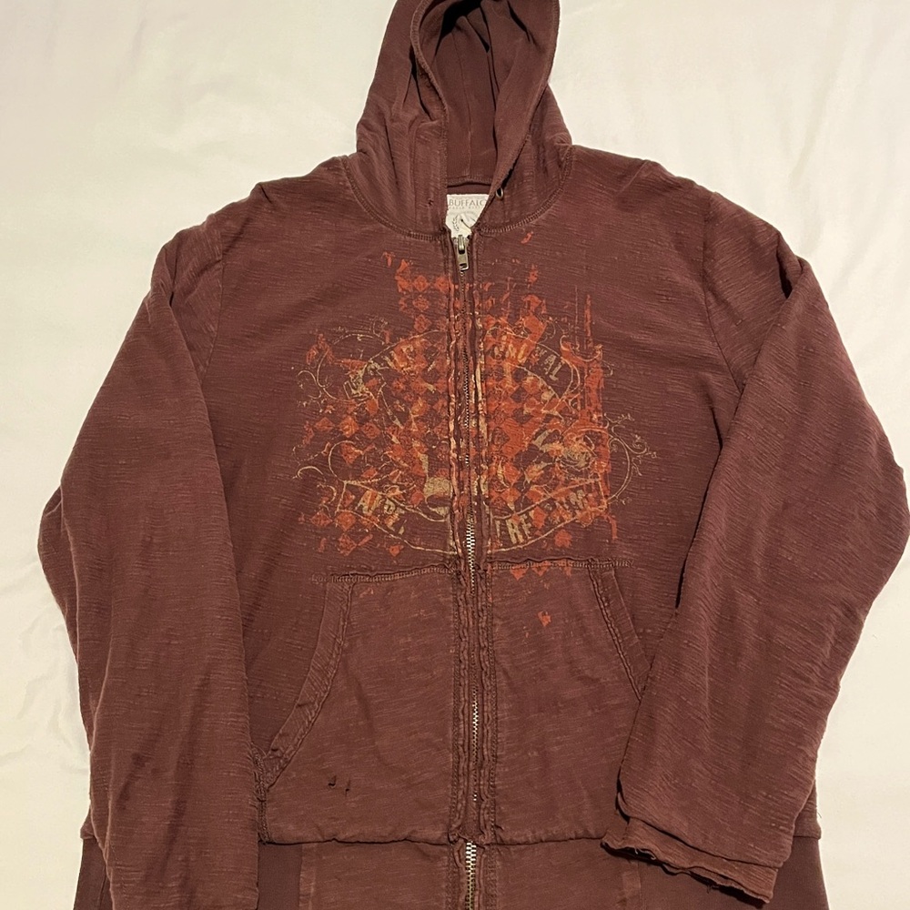 Buffalo David Bitton Brown Zip Up Sweater